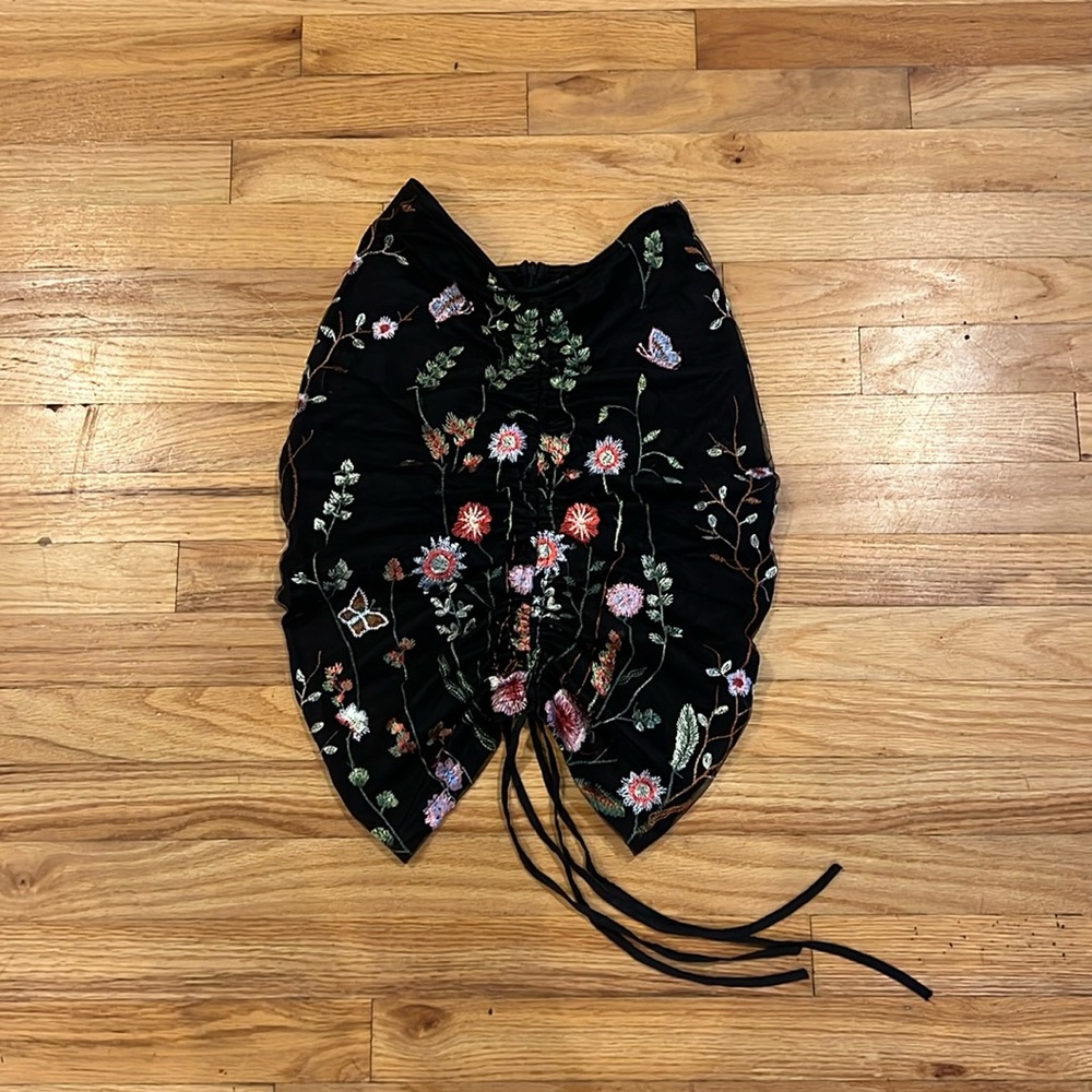 Dolls Kill Black Floral Mini Skirt